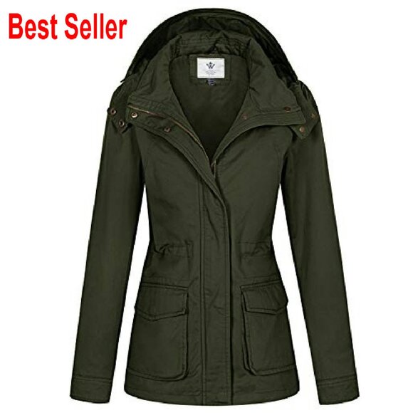 Lightweight Cotton Anorak Jacket Military Chic Casual Hooded Utility Coat - Picture 2 of 8